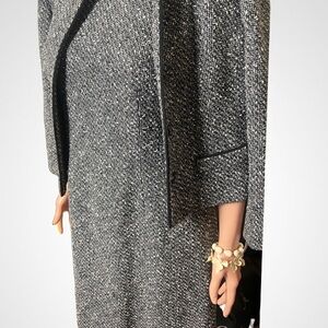 Talbots Gray and White Sheath 2 piece Tweed Jacket /Mini Dress
